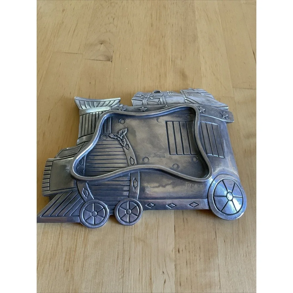 Vintage Home For The Holidays Christmas TRAIN Aluminum Candy Dish 1997